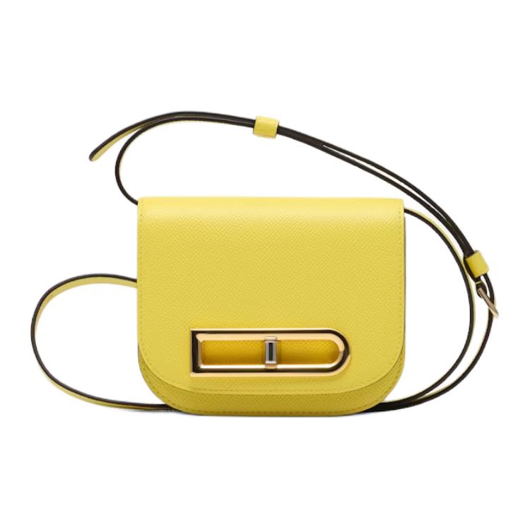 Delvaux Съемные и регулируемые плечевые ремни блестящий зерно альпина маленькая кожаный один Плечом к плечу пакет Мини женский желтый