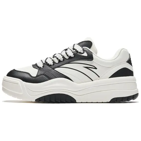 ANTA Life Collection Skateboard Shoes Men Low-Top Ivory White Black