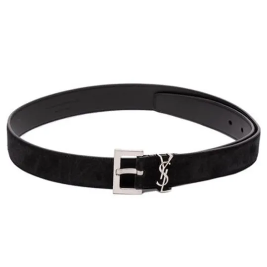 SAINT LAURENT Ysl Logo-plaque Leather Belt