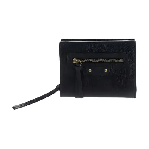 Balenciaga Cow Leather Wallet Unisex Black