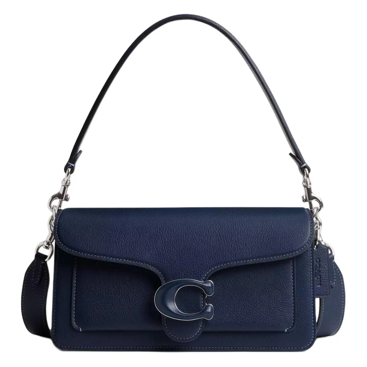 COACH Tabby Leather Handbag, Shoulder Bag Medium Women's Dark Blue
