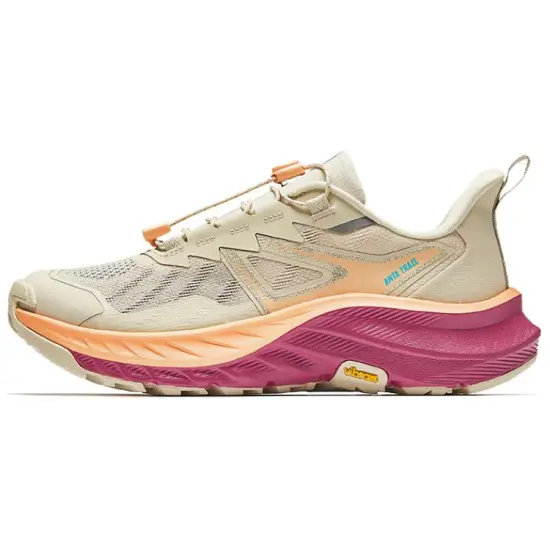 ANTA Explore The Wilderness Running Shoes Women's Low-Top Beige Yellow/Iridescent Orange/Lotus Dusty Purple