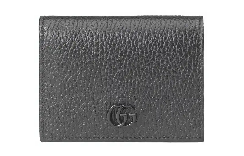 GUCCI GG Marmont Leather Card Holder, Wallet Women's Black