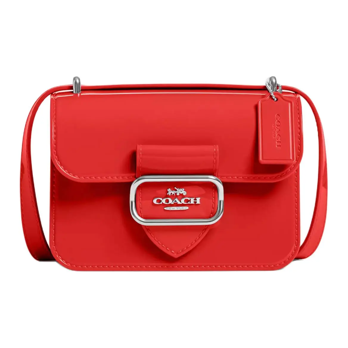 COACH Morgan Jelly Shoulder Bag, Crossbody Bag Small Women's Silver & Miami Red