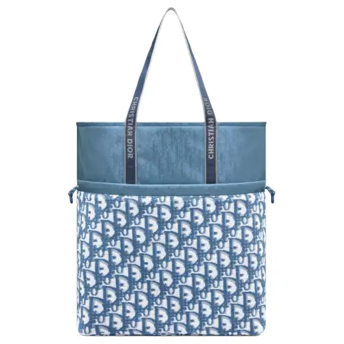 DIOR Cotton Blend Terry Fabric Shoulder Bag Men's Blue