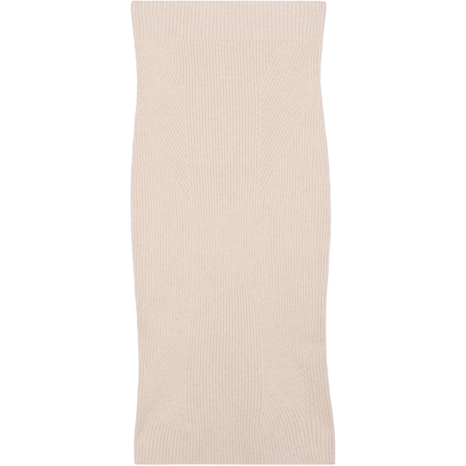 Женская юбка Burberry Ribbed Pencil Skirt (бежевая) — фото 2