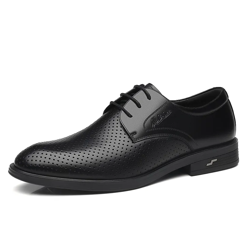 Mulinsen second-layer cowhide, versatile, comfortable and breathable, formal leather shoes, men's black