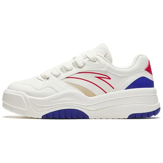 ANTA Life Collection Skateboard Shoes Men Low-Top Ivory White/Digital Blue/Classic Red