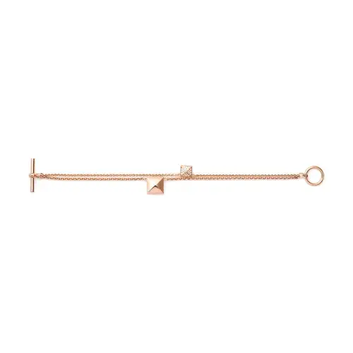 HERMES Rose Gold With Diamond Bracelets Unisex Gold