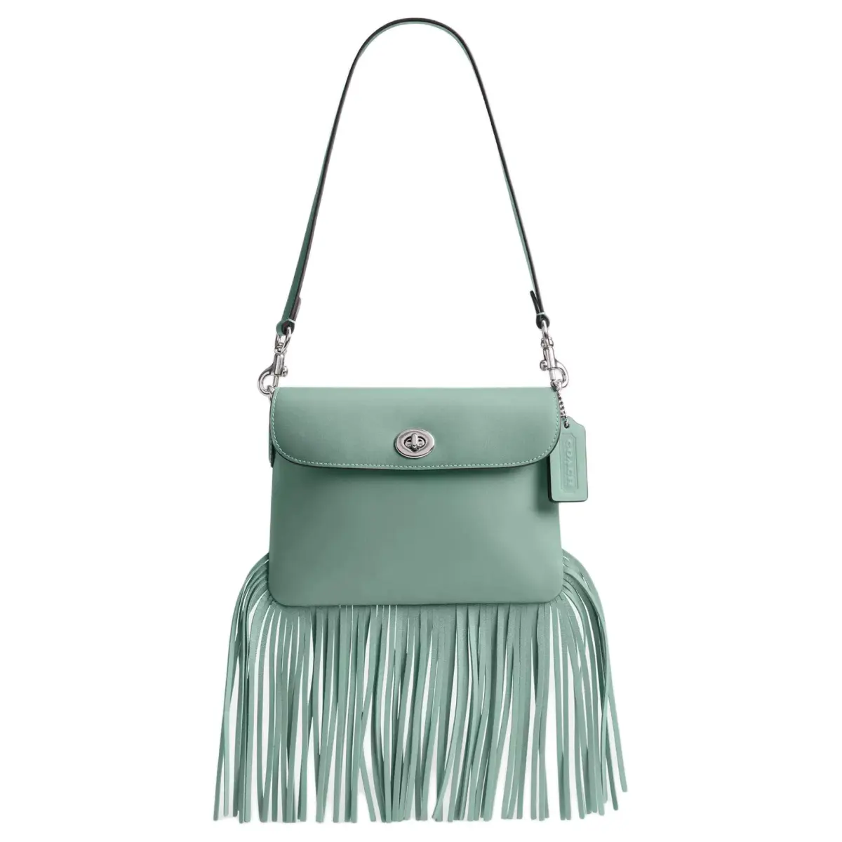 COACH 1964 Fringe Suede Fringe Bag, Handbag, Shoulder Bag Small Women's Aquamarines Stone Color