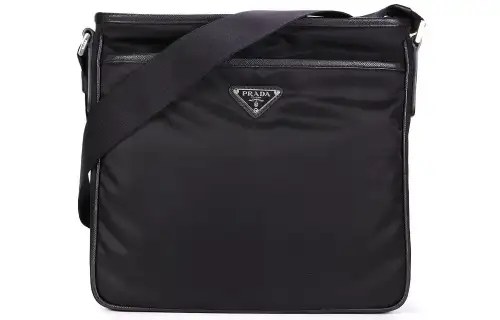 PRADA Nylon Fabric Crossbody Bag, Shoulder Bag Men's Black