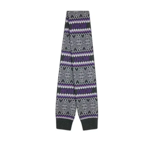 DIOR Mulberry Silk, Polyester, Wool Knit Scarves Men's Purple