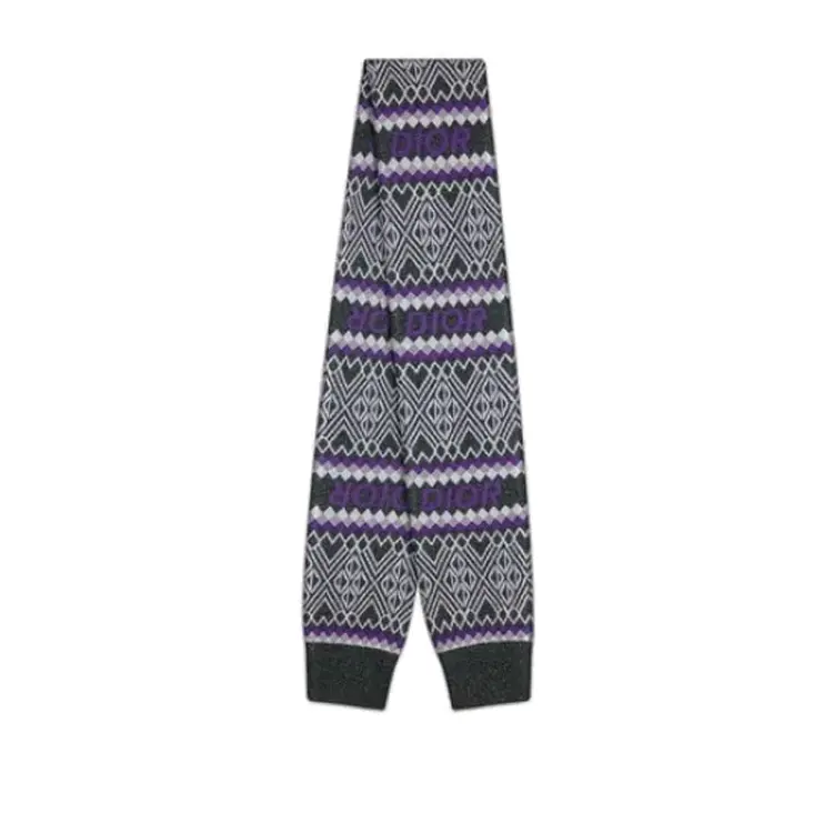 DIOR Mulberry Silk, Polyester, Wool Knit Scarves Men's Purple
