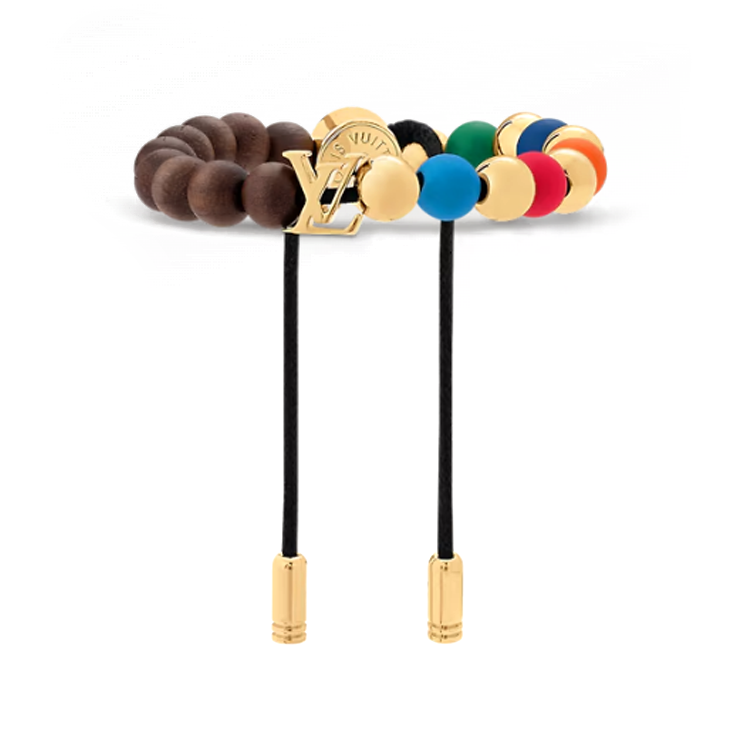 LOUIS VUITTON SURFIN' BEADS Logo design, brass, wood, resin bracelet, same style for men and women, multi-color