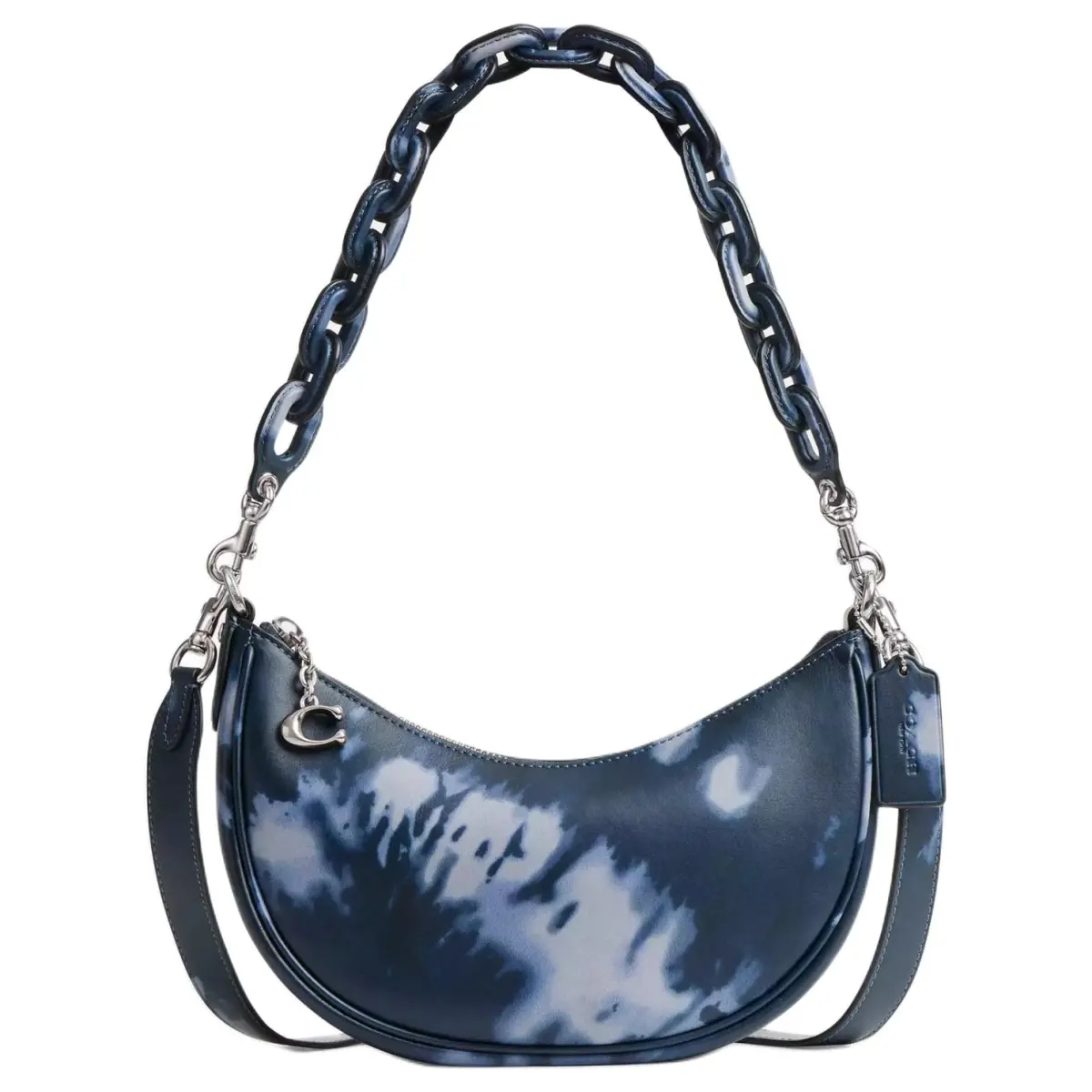 COACH Mira Smooth Leather Handbag, Shoulder Bag Medium Women's Light Antique Nickel & Night Marine Blue