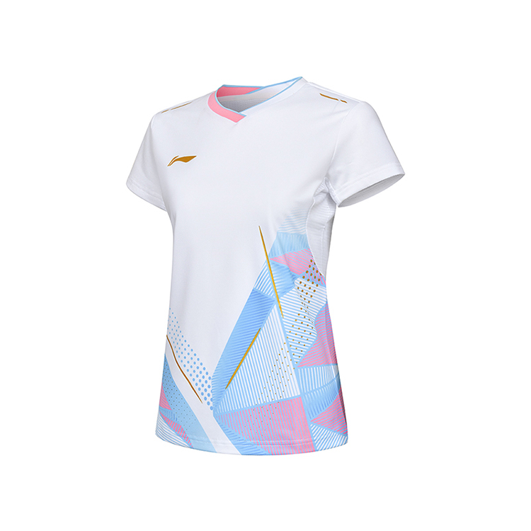 Li Ning Badminton Jerseys Women’s White Crew Neck Thin