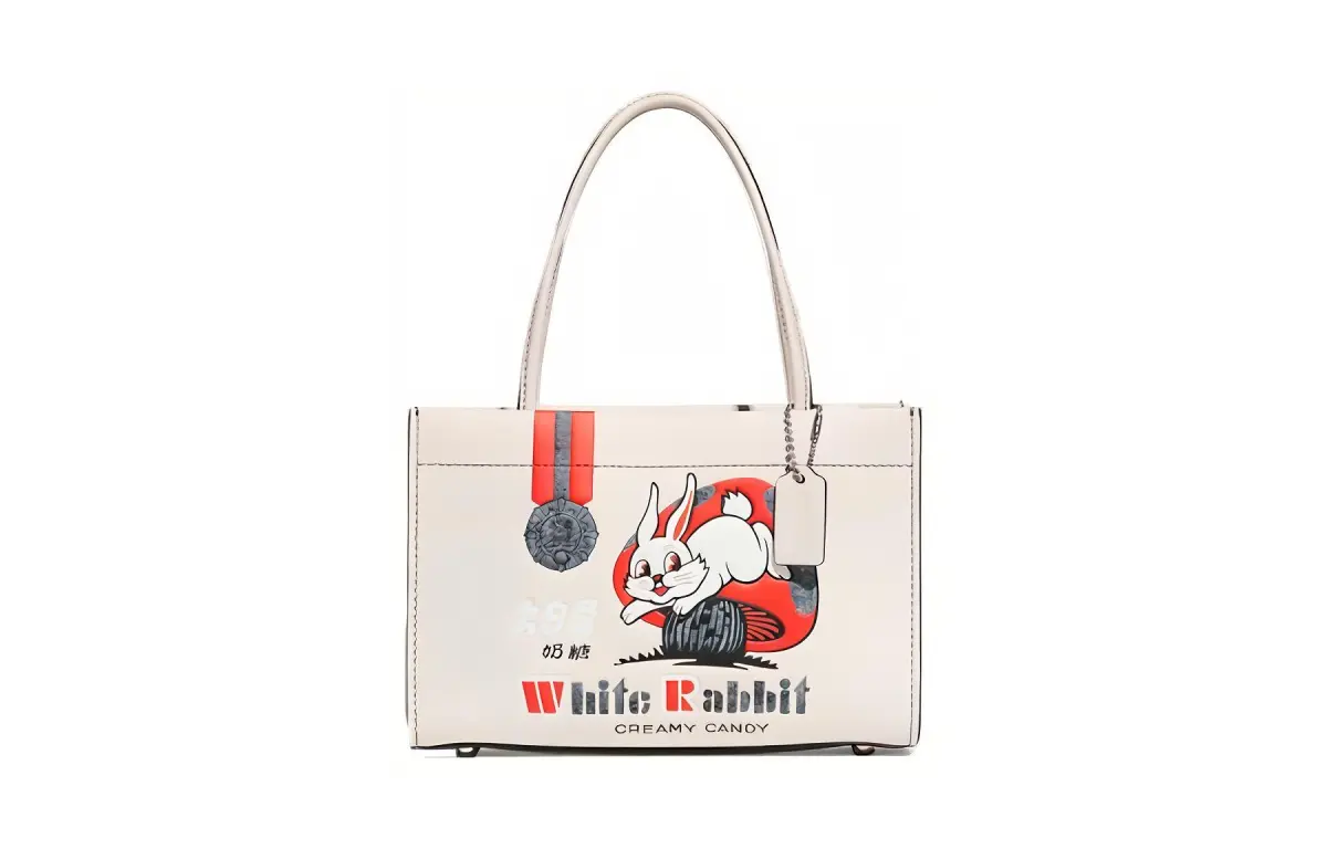 COACH Baymax Rabbit, Collaboration Cashin Cow Leather Handbag Small Women's White