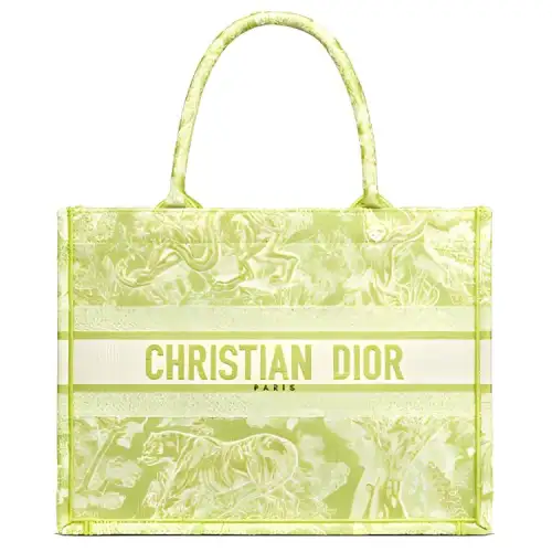DIOR BookTote Canvas Tote Bag, Shopping Bag, Handbag Medium Women's Yellow Green