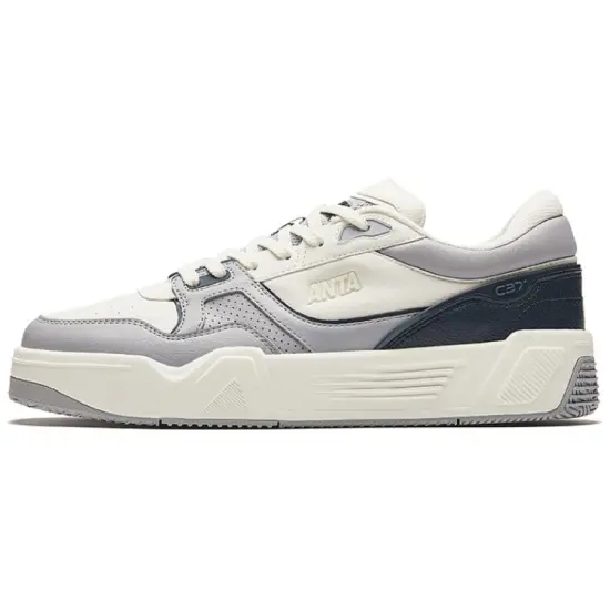 Anta Wear Resistant Low Top Skateboard Shoes Men's White Gray