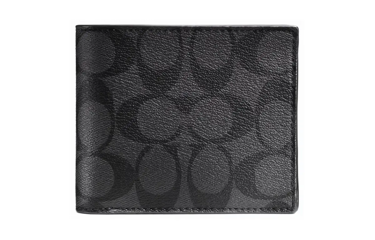 COACH 3 IN 1 Wallet Coated Canvas Wallet Mini Men's Black Gray