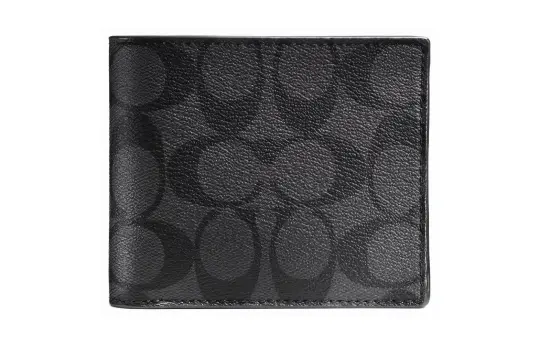 COACH 3 IN 1 Wallet Coated Canvas Wallet Mini Men's Black Gray
