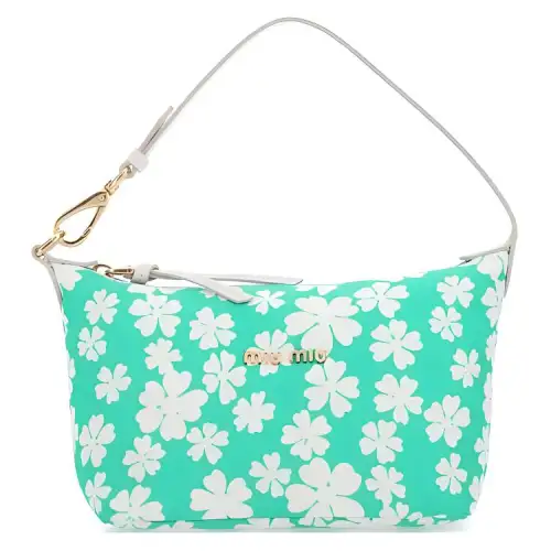 MIU MIU Miu Miu SpiritSpirit printed floral pattern metal letter logo fabric hand shoulder bag women's green