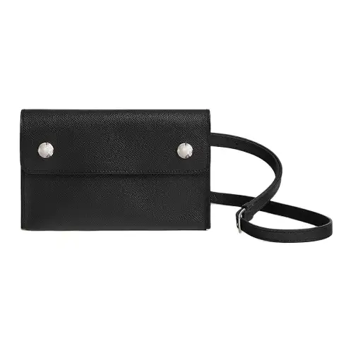 HERMES Hermèsnap Silver Tone Buckle Epsom Leather Shoulder Bag, Crossbody Bag Men's 89 Noir Black