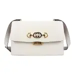 GUCCI Zumi Smooth Leather Shoulder Bag Small Women's White