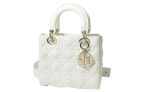 DIOR Lady Dior Lambskin Handbag, Shoulder Bag, Crossbody Bag, Handbag Small Women's Ecru