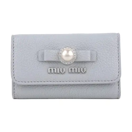 MIU MIU Calfskin Wallet Key Pouch Women's Blue