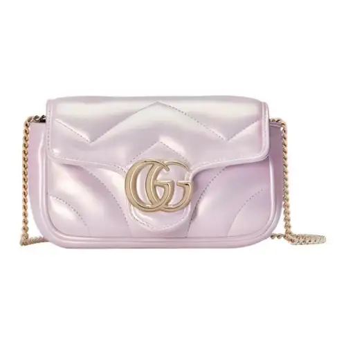 GUCCI GG Marmont Leather Shoulder Bag, Crossbody Bag Extra Mini Women's Rainbow Pink