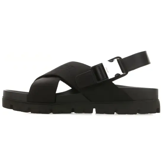 PRADA Crisscross Straps Buckle Fastening Sandal 'Black'