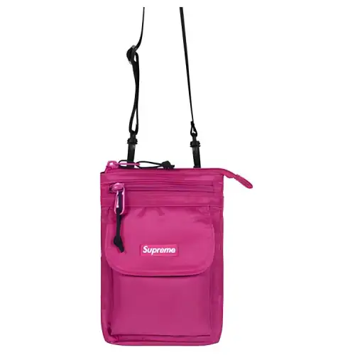 Supreme FW19 Nylon Crossbody Bag, Shoulder Bag Unisex Rose Red