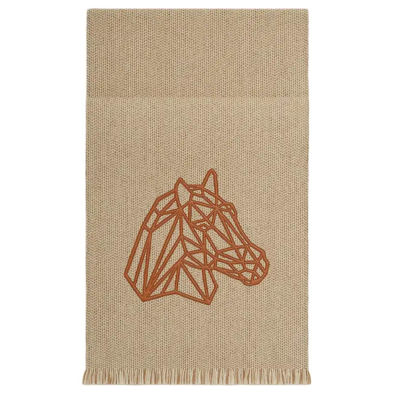 HERMES Faubourg Cashmere Knit Scarves Men's Beige