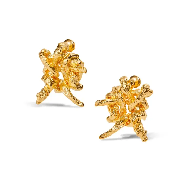 LOEWE 925 Sterling Silver Stud Earrings Women's Gold