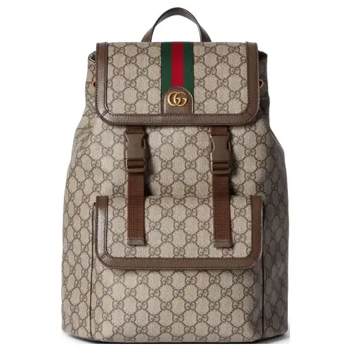 GUCCI Ophidia Canvas With Leather Binding Backpack Small Men's Brown