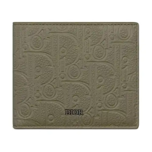 DIOR Cow Leather Wallet Men's Khaki