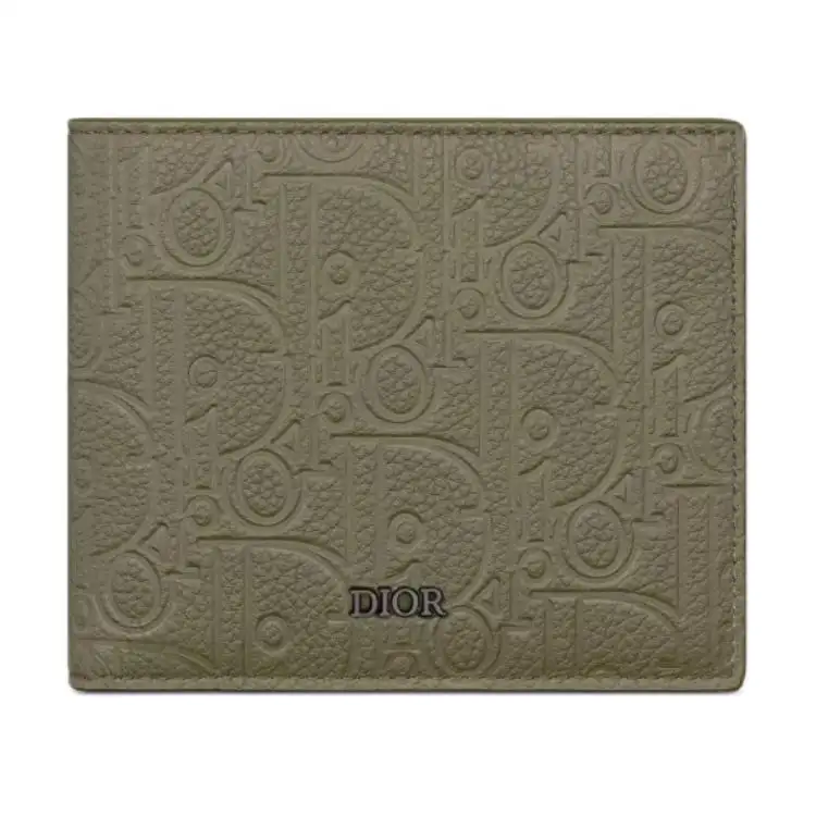 DIOR Cow Leather Wallet Men's Khaki