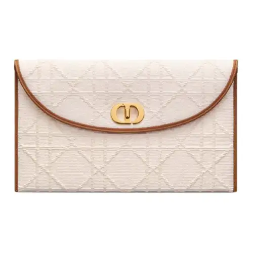 DIOR 30 Montaigne Woven Cotton Clutch Women's Beige