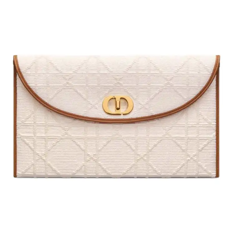 DIOR 30 Montaigne Woven Cotton Clutch Women's Beige
