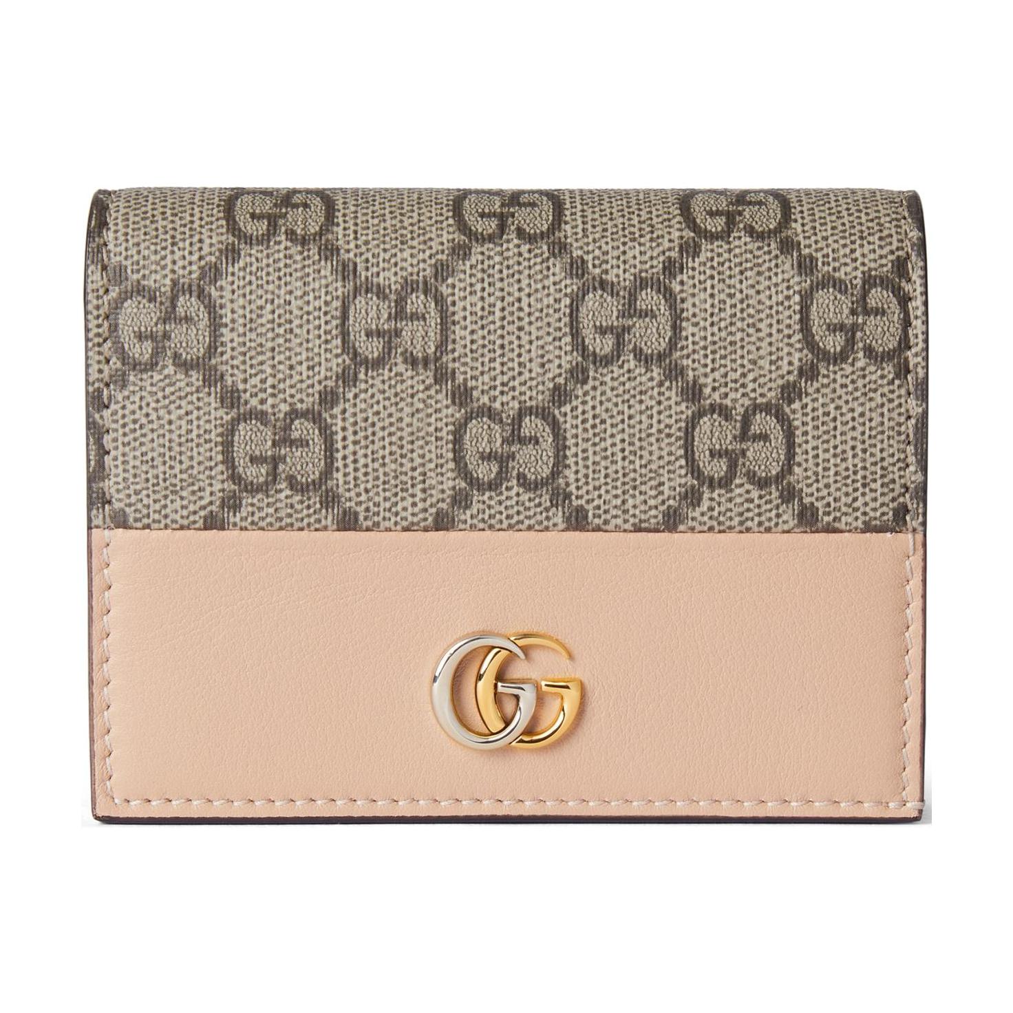 GUCCI Gucci GG Marmont Double G logo snap placket canvas and leather card holder women's ebony