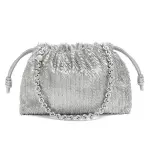 LOEWE Flamenco Calfskin Portable One Shoulder Clutch Women's Silver