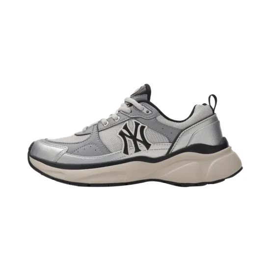 MLB Chunky Runner Fastball Wear Resistant Low Top Casual Running Shoes Unisex White Gray Silver