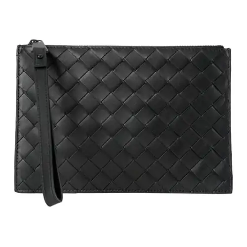 Bottega Veneta Calfskin Clutch Unisex Black