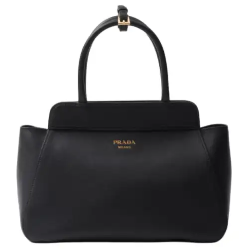 PRADA Leather Tote Bag, Shopping Bag, Shoulder Bag, Handbag Medium Women's Black