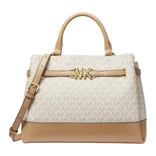 MICHAEL KORS Coated Canvas With Polyester One Shoulder Handbag, Crossbody Bag Large Women's Camel & Beige