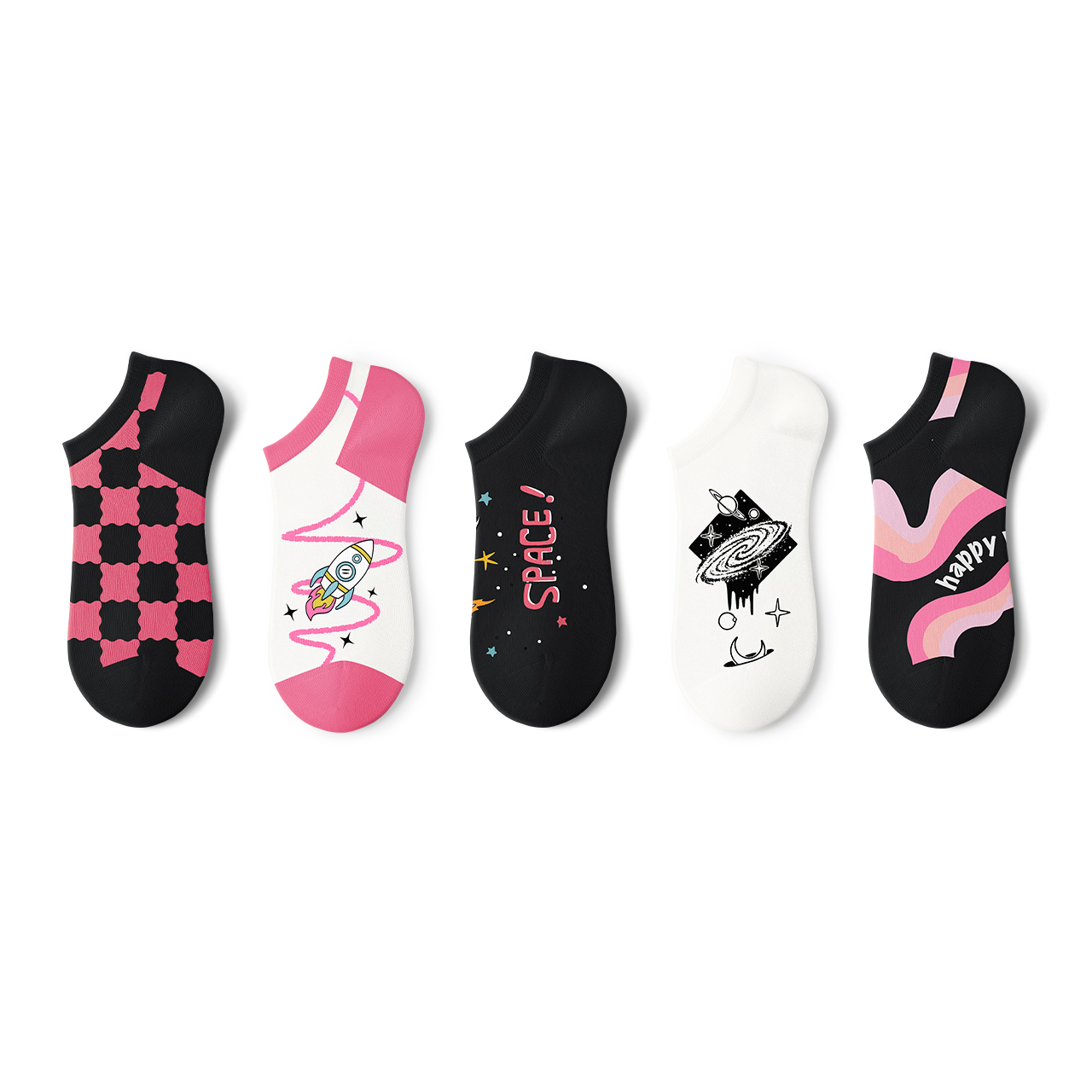 Semir Universe Planet Trend Versatile Simple Casual Standard Ultra Short Solid Color Multicolor 5A Antibacterial Antibacterial Breathable Sweat Socks Women's 5 Pairs