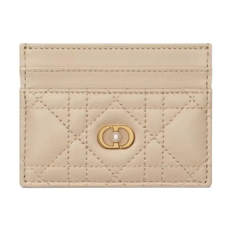 DIOR Jolie Lambskin Card Holder Women's Pink Beige