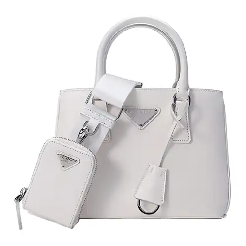 PRADA Leather Handbag Mini Women's White