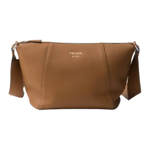 PRADA Grain Leather Crossbody Bag, Shoulder Bag Men's Camel
